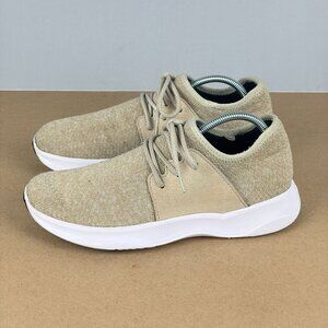 Vessi Everyday Knit Sneakers Womens 8 Tan White Low Top Lace Up Casual Comfort